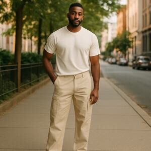 CLEARANCE Dickies Classic Men's 34X31 Beige Cargo Utility Work Pants 100% Cotton